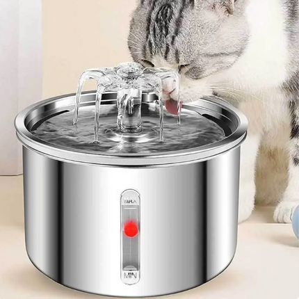 Stainless Steel Automatic Pet Water Fountain — Multi-Plug, Filtered