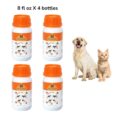 Four bottles of Healthy Paw Life Concentrated Lime Sulfur Dip for dogs and cats.