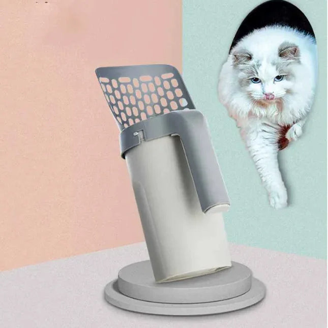 Cat litter scoop with ergonomic handle and perforated design for easy cleaning
