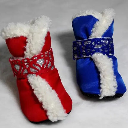 Christmas Padded Pet Boots – Red or Blue