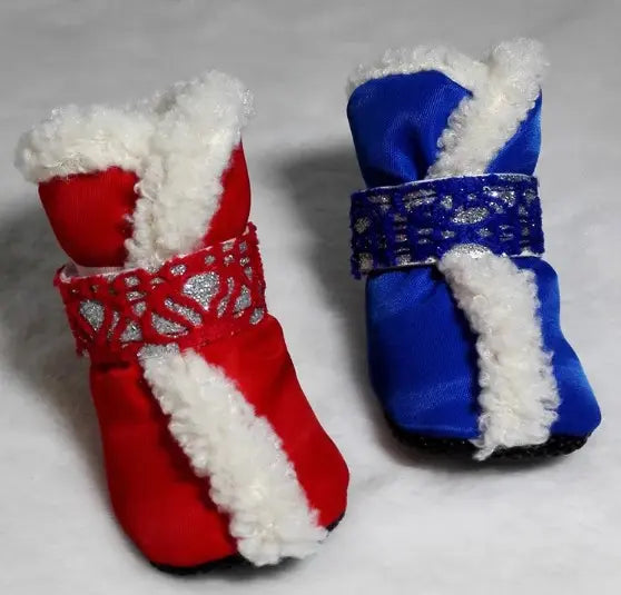 Christmas Padded Pet Boots – Red or Blue