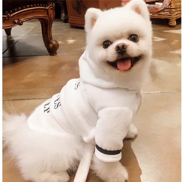 Hooded Pajamas Dog Bathrobe - White Dog Clothing - Nai Pet Store