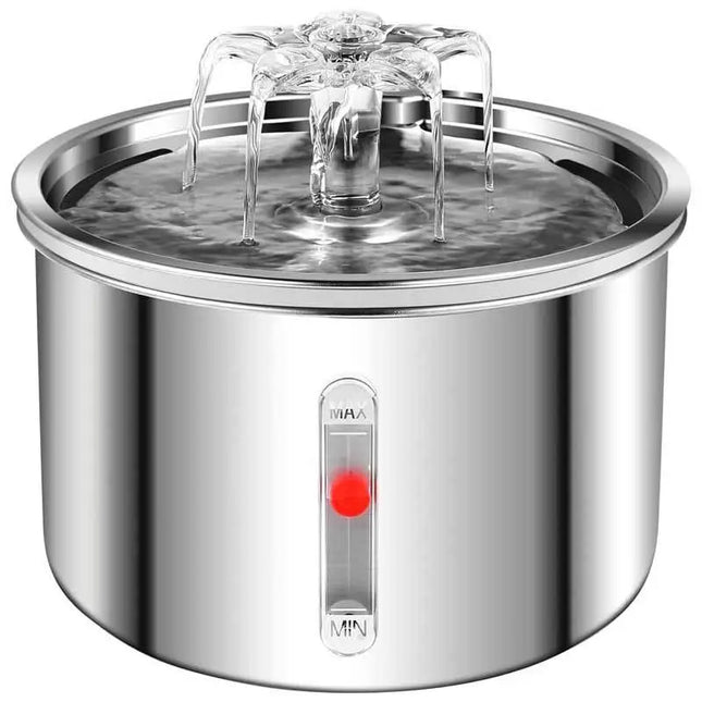 Stainless Steel Automatic Pet Water Fountain — Multi-Plug, Filtered
