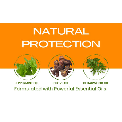 Natural protection flea and tick spray ingredients: peppermint, clove, and cedarwood oils.