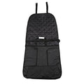Black quilted pet car seat cover with storage pockets and headrest straps for dogs and cats
