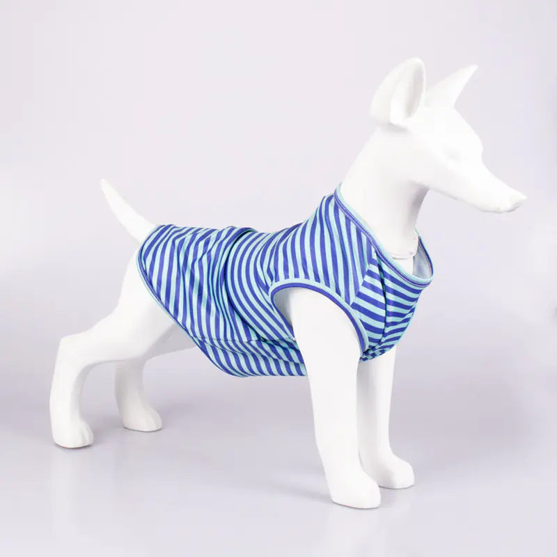 Striped Crew Neck Pet Tank Top T-Shirt