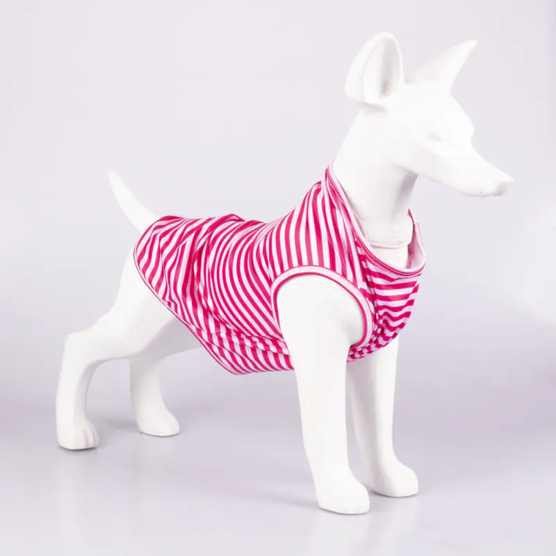 Striped Crew Neck Pet Tank Top T-Shirt