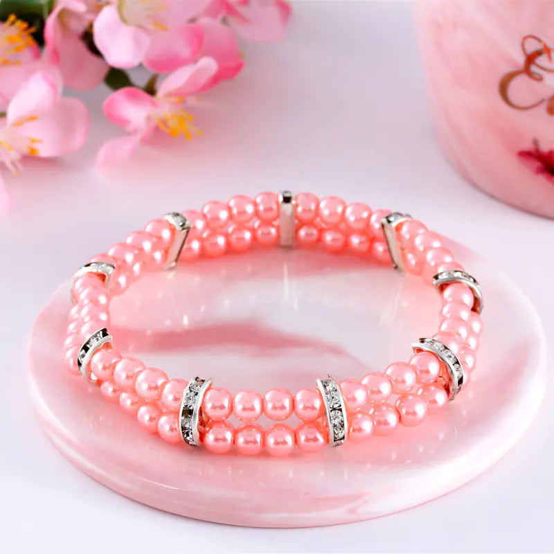 Two Row Pearl Necklace for Pets with Elastic Design