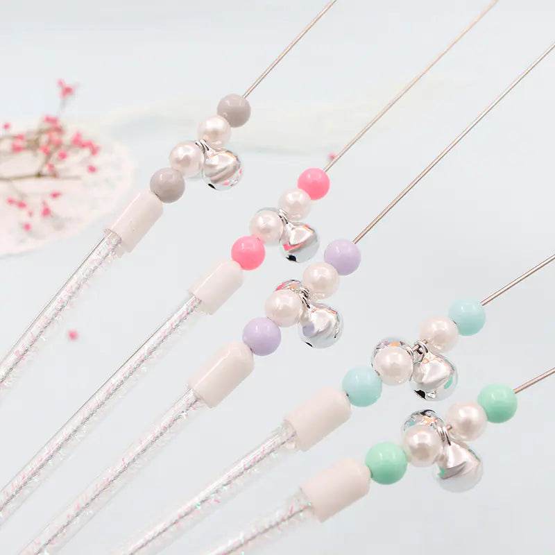 Colorful Pom Pom Cat Teaser Wand with Bell Toy - Nai Pet Store