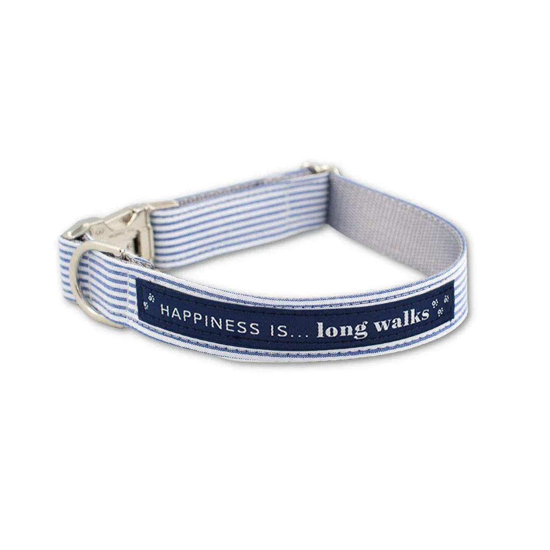 Dog Long Walks Striped Blue Collar - Nai Pet Store