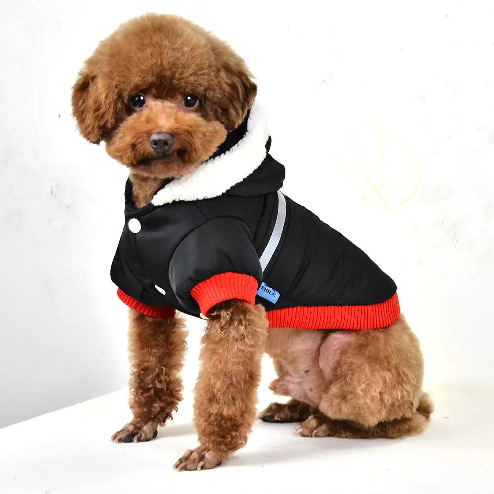 Reflective Hooded T-shaped Pet Jacket in Silk Cotton - Nai Pet Store