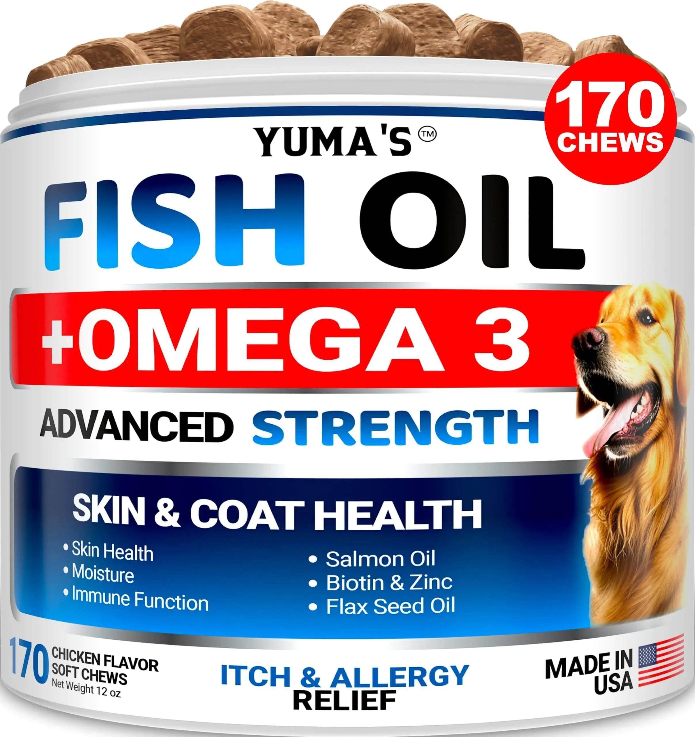 Omega 3 Fish Oil for Dogs 170 Chews Skin and Coat Supplement 170 Chews - Nai Pet Store