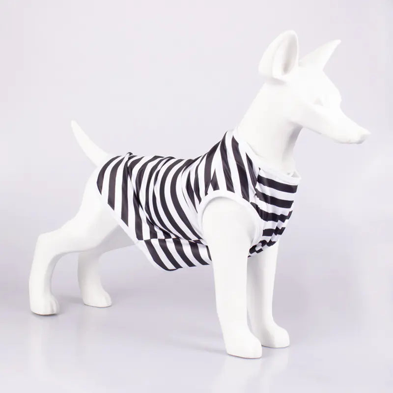 Striped Crew Neck Pet Tank Top T-Shirt