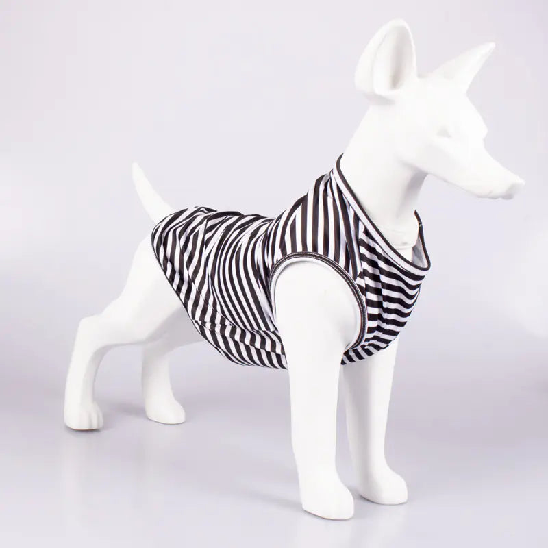 Striped Crew Neck Pet Tank Top T-Shirt