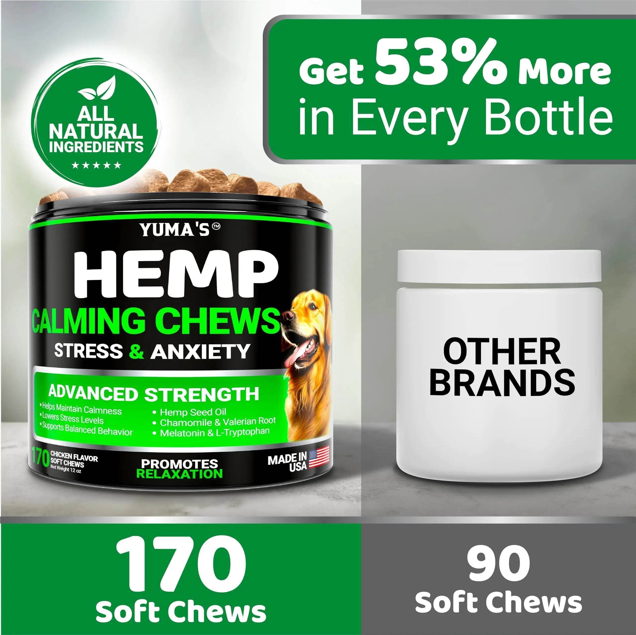 Hemp Calming Chews for Dogs Advanced Dog Calming Treats 170 Chews Chicken Flavor - Nai Pet Store