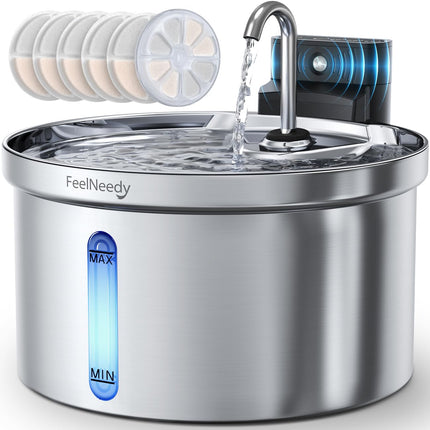 FEELNEEDY Wireless Cat Water Fountain — 4000mAh, 3.5L, 304 Stainless Steel