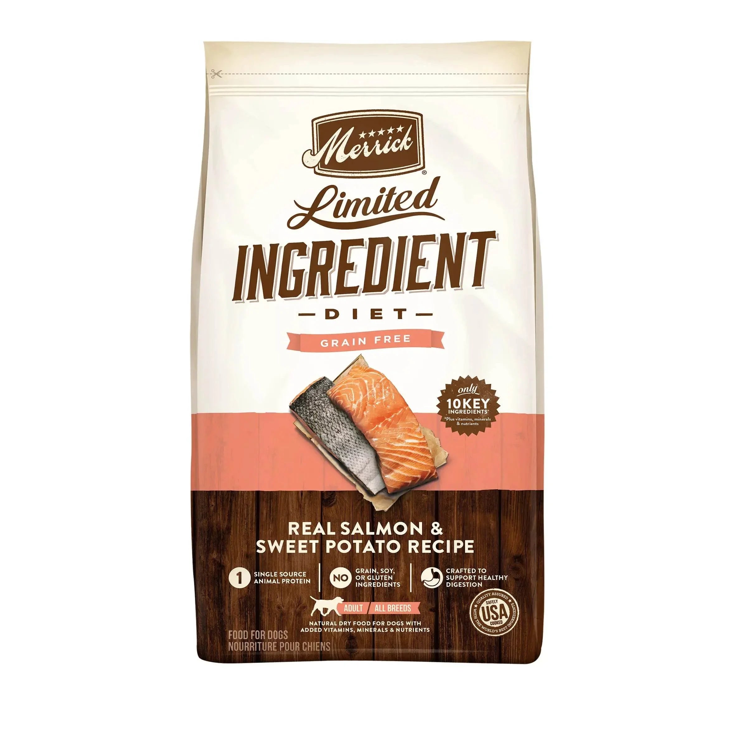 Merrick Limited Ingredient Grain Free Dog Food with Real Salmon & Sweet Potato for Adult Dogs