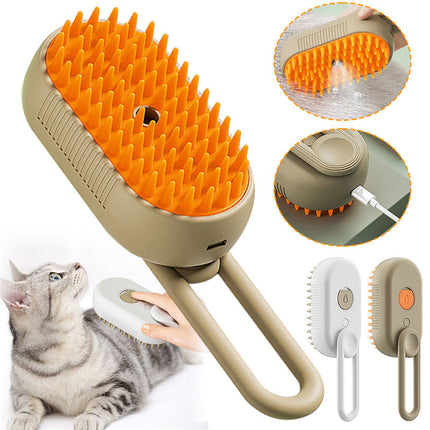 3-in-1 Electric Steam Pet Brush | Spray, Massage & Grooming Comb for Cats & Dogs