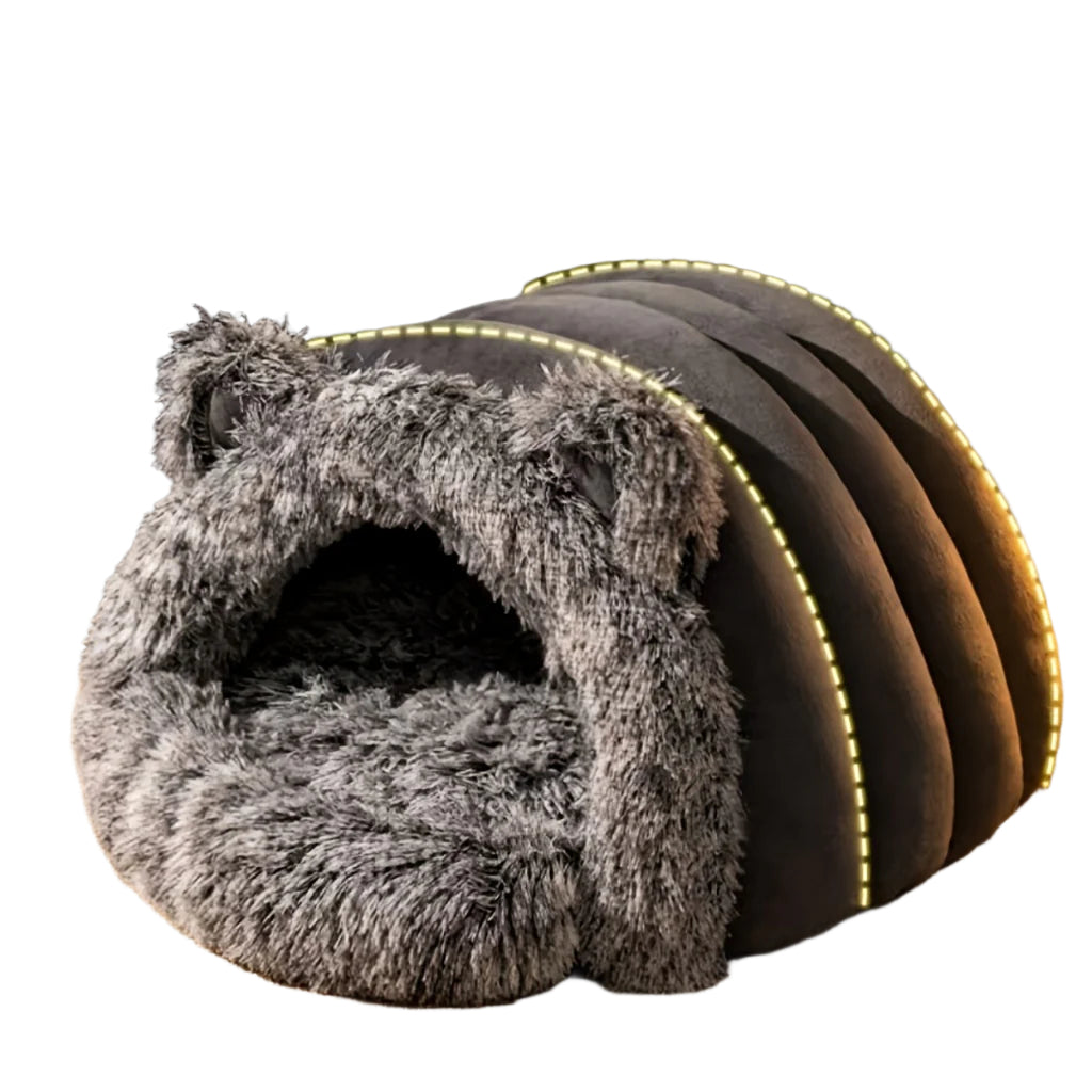 Plush Fleece Cat Cave Bed for Winter Comfort-0