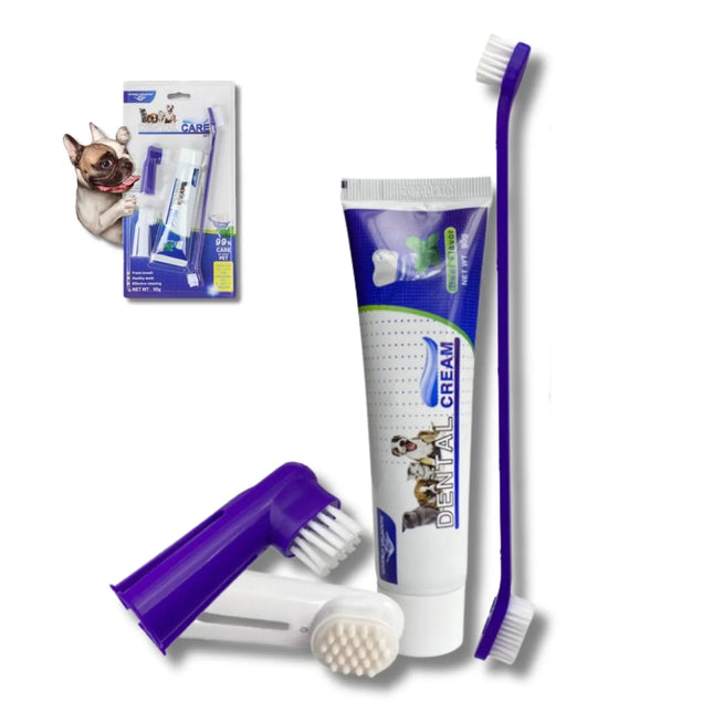 Dog Dental Care Fresh Breath Kit – Toothpaste, Toothbrush & Finger Brush