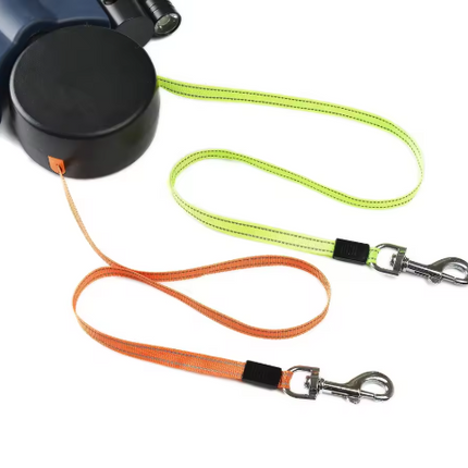 Retractable Double Dog Leash — Walk 2 Dogs, 3M, Black/Red/Grey