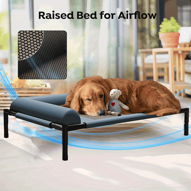 Cooling Raised Dog Bed with Pillow Support - Nai Pet Store