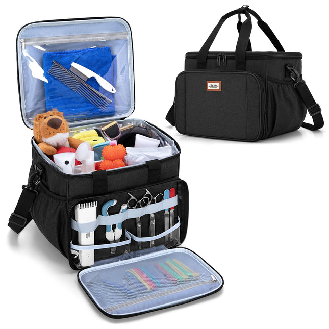 CURMIO Pet Grooming Organizer Tote – Black