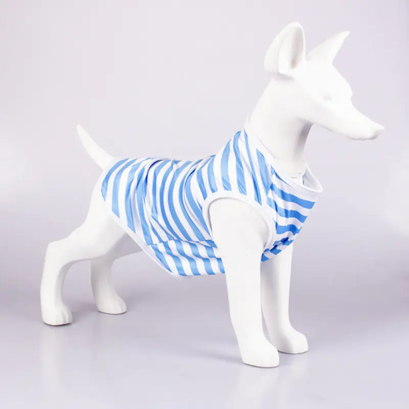 Striped Crew Neck Pet Tank Top T-Shirt