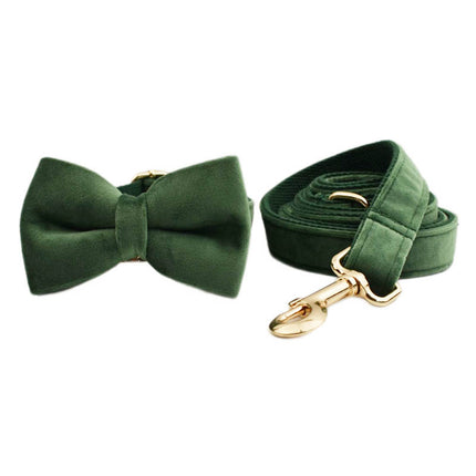 Velvet Dog Collar & Leash Set | Soft Velvet | Bow & Bundle Options | XS–XL