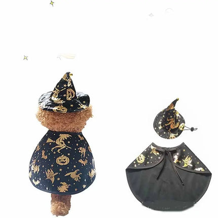 Nai Pet Store Halloween Wizard Costume for Pets featuring a navy blue pointed hat and cape.