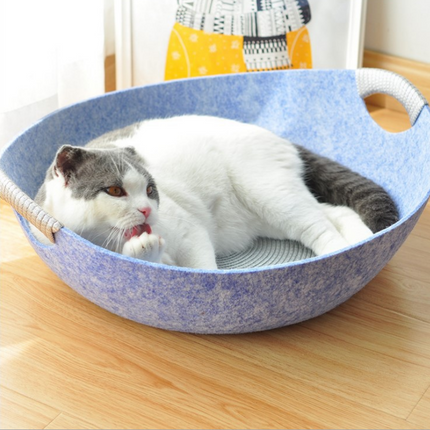 Universal Pet Bed for Cats - Felt and Bowl Design