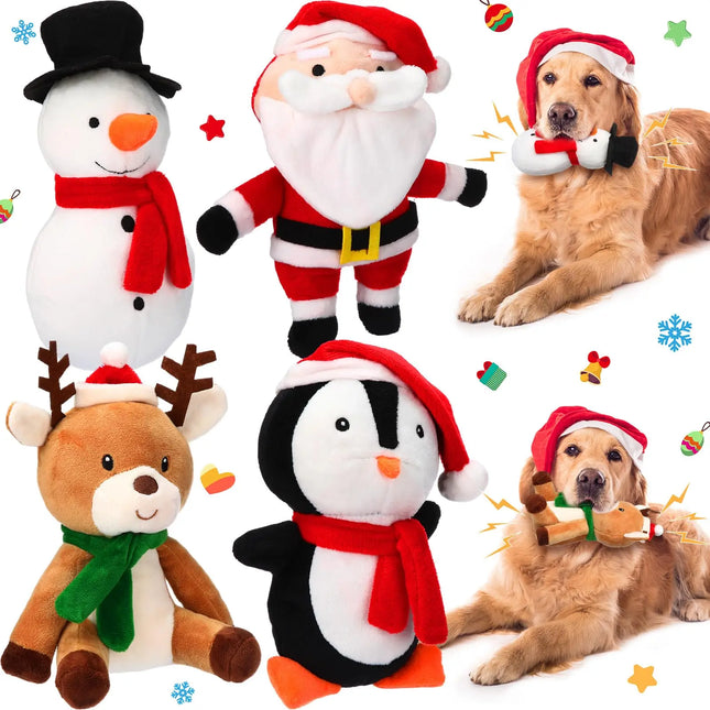 Liliful Christmas Squeaky Dog Toys – 4-Pack