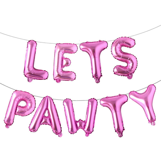 Let's Pawty Dog Birthday Balloon Banner – Rose Pink