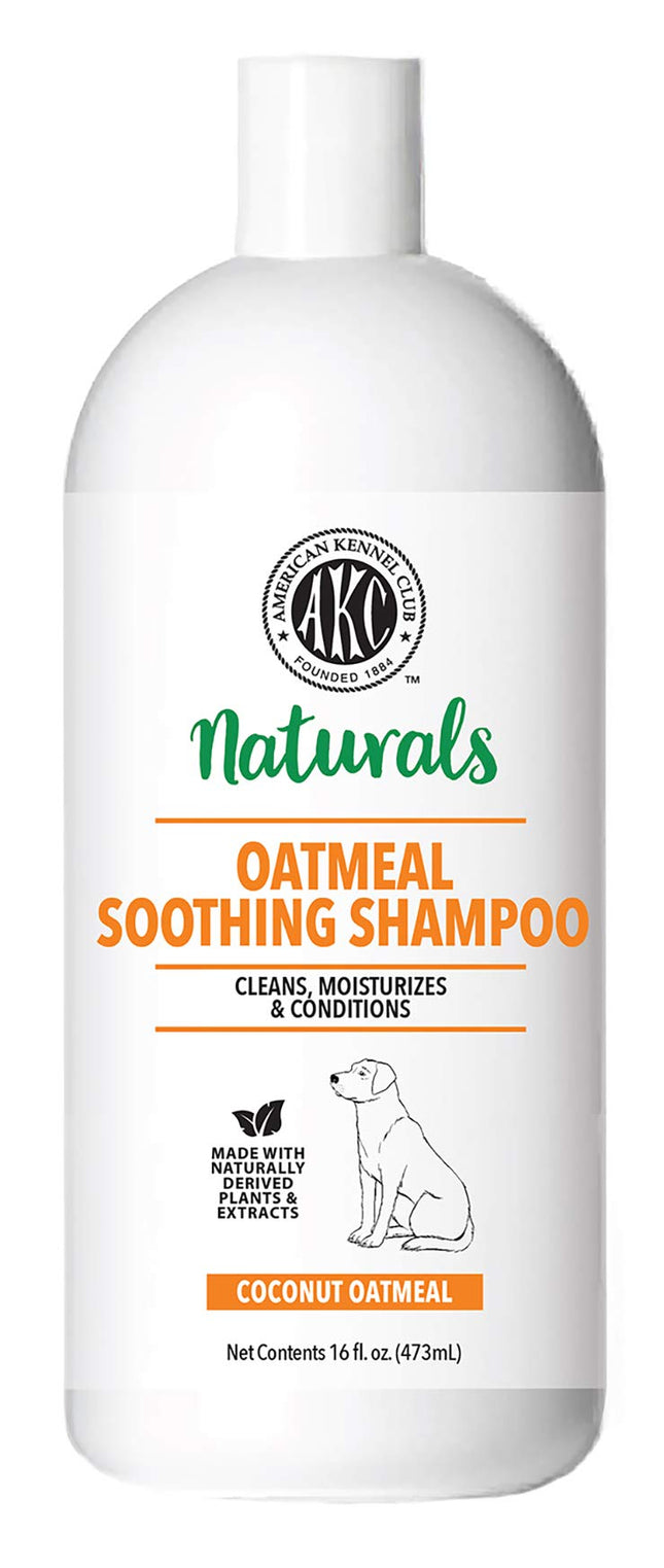 AKC Naturals Coconut Oatmeal Soothing Dog Shampoo cleans, moisturizes and conditions with a gentle 16 fl oz formula.