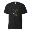 Black cat lover t-shirt with 'If I fits I sits' quote, paw print, and yarn ball design