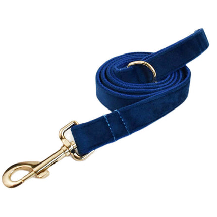 Blue Velvet Dog Collar & Leash Set | Bow, Vest, Flower & More | XS–XL