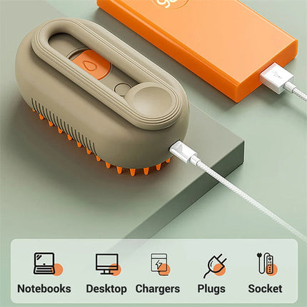 3-in-1 Electric Steam Pet Brush | Spray, Massage & Grooming Comb for Cats & Dogs