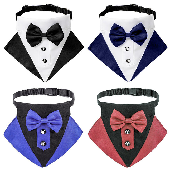 Dog Triangle Scarf Bandana with Collar | Drool & Style | Black | S–L
