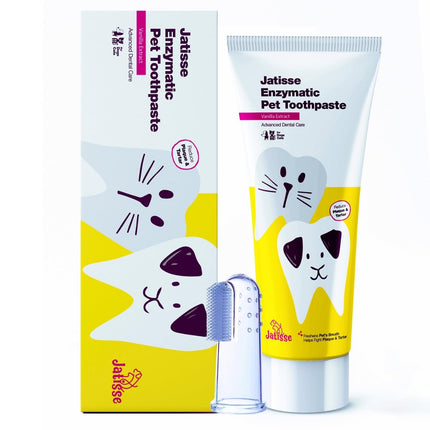 JATISSE Enzymatic Pet Toothpaste | Dog Tooth Brushing Kit | Cat & Dog Dental Care | Controls Plaque Tartar & Bad Breath 3.38 fl.oz