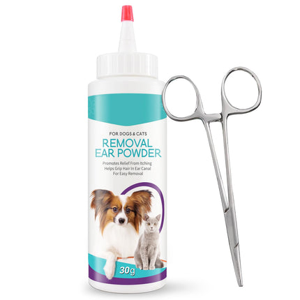 Sisaiex Upgraded Dog Ear Powder Dog Ear Cleaner Dog Ear Infection Treatment Gentle Dog Ear Hair Removal Tool for pet Grooming - Remove Ear Wax & Odor in Pets (1+Hemostatic Forceps)