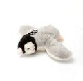 Soft plush penguin pet toy with black and white fur, pink beak, and clip for dog or cat play