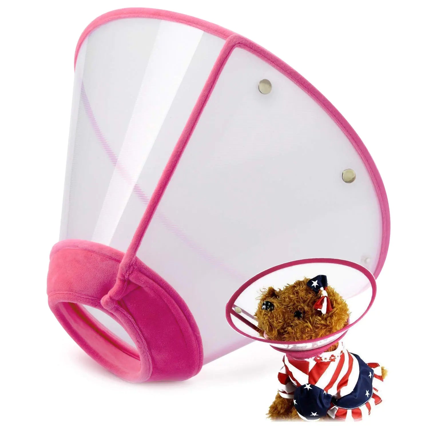 Adjustable Pet Recovery Collar Cat Cone US Patented Product Soft Edge Plastic Dog Cone Anti-Bite Lick Wound Healing Safety Practical Protective E-Collar