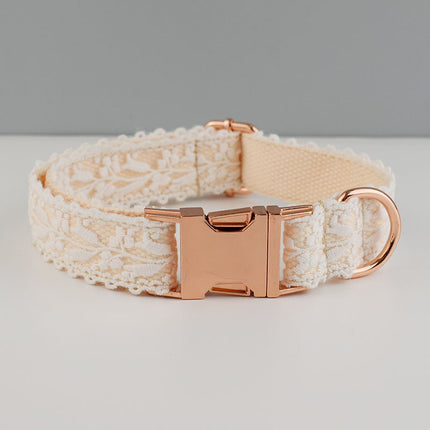 Velvet Dog Collar & Leash Set | Gold & Rose Gold Buckle | S–XL