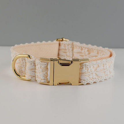 Velvet Dog Collar & Leash Set | Gold & Rose Gold Buckle | S–XL
