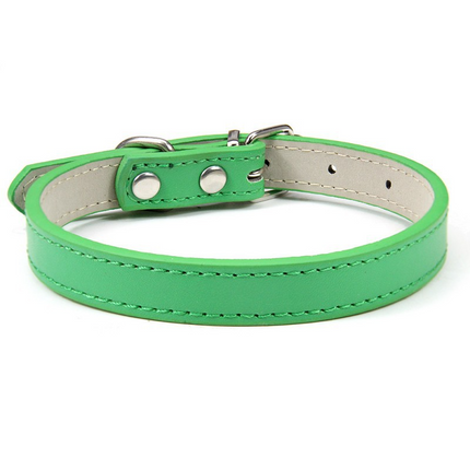 Premium PU Leather Pet Collar | Adjustable | 16 Colors | Cats & Dogs | XXS–XL