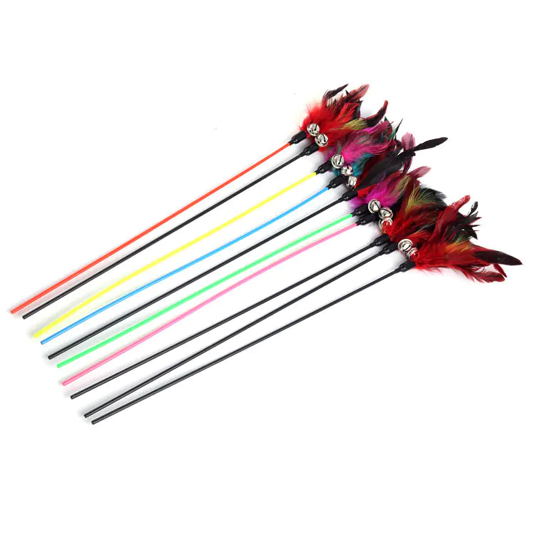 Large Feather Cat Teaser Wand with Bell Toy