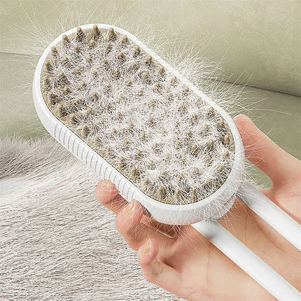 3-in-1 Electric Steam Pet Brush | Spray, Massage & Grooming Comb for Cats & Dogs