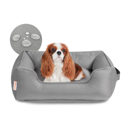 Miguel Outdoor Waterproof Cat Bed with Side Oxford Durable Dog Bed for Small Dog Easy Clean All Weather Rectangle Medium Pet Bed Bolster Tough Puppy Bed Scratch Resistant Removable Cover 25 inches