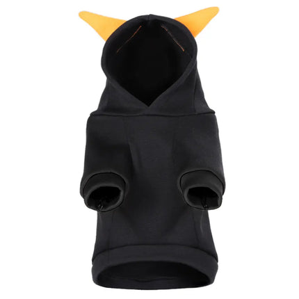 Black devil costume for cats and dogs with orange horns from Nai Pet Store