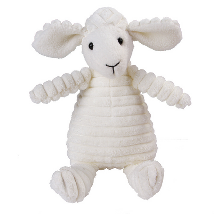 Soft white plush lamb stuffed animal toy for cats and dogs